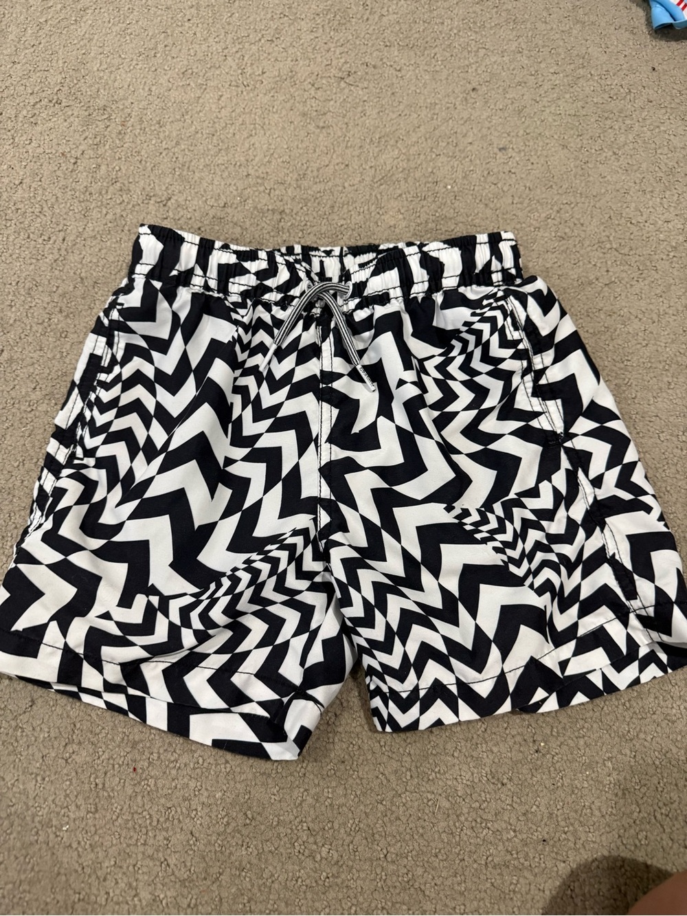BOARDIES kids Black & White Geometric Swim/Board Shorts